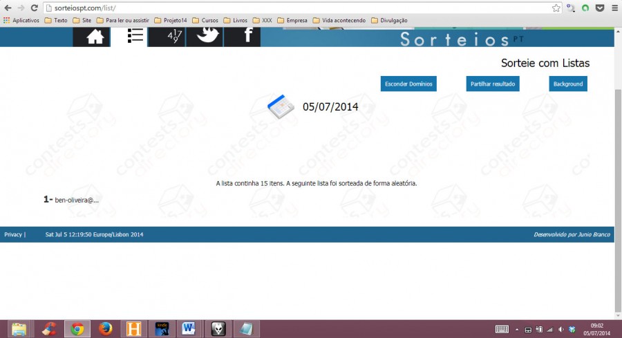 Resultado do sorteio